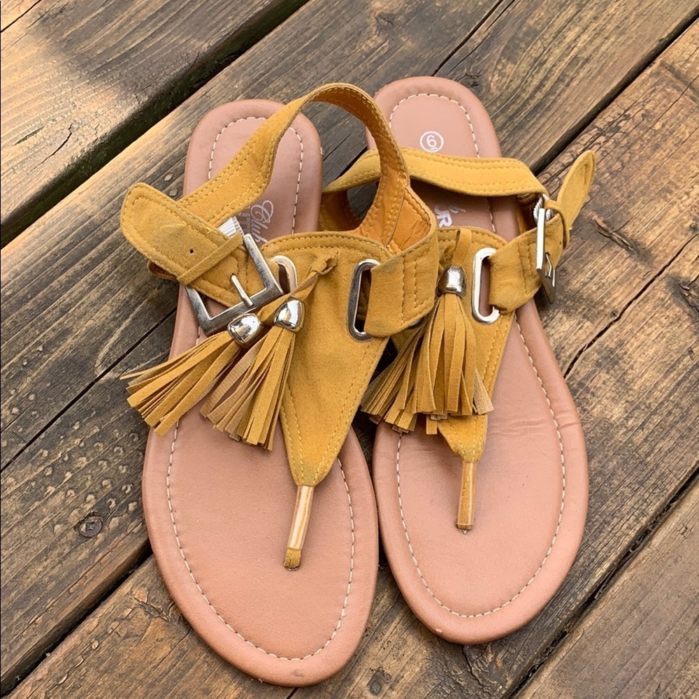 Yellow Tassel Sandals